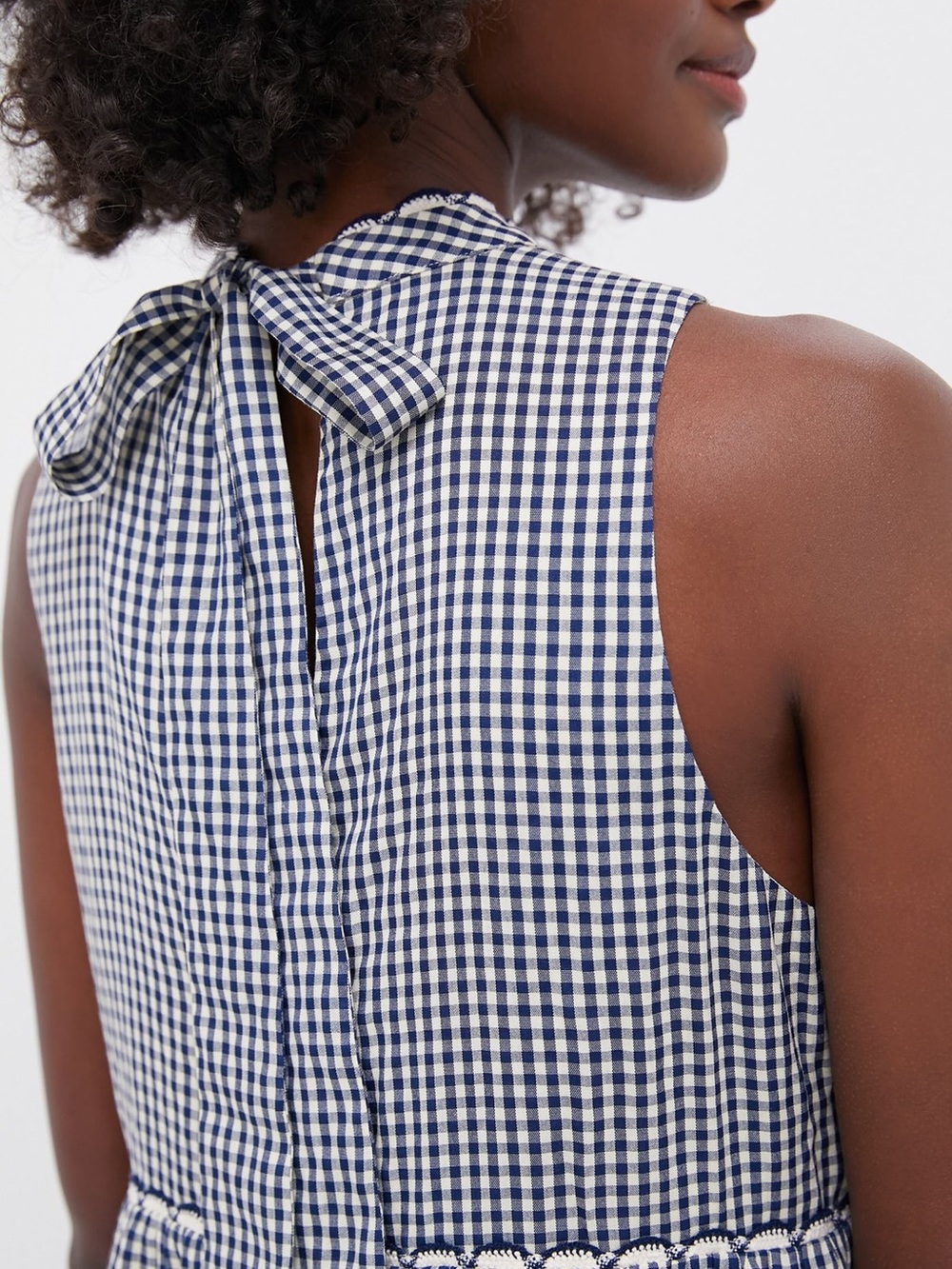 Pomander Place Navy Gingham Morgan Dress- size Large - Picture 5 of 14